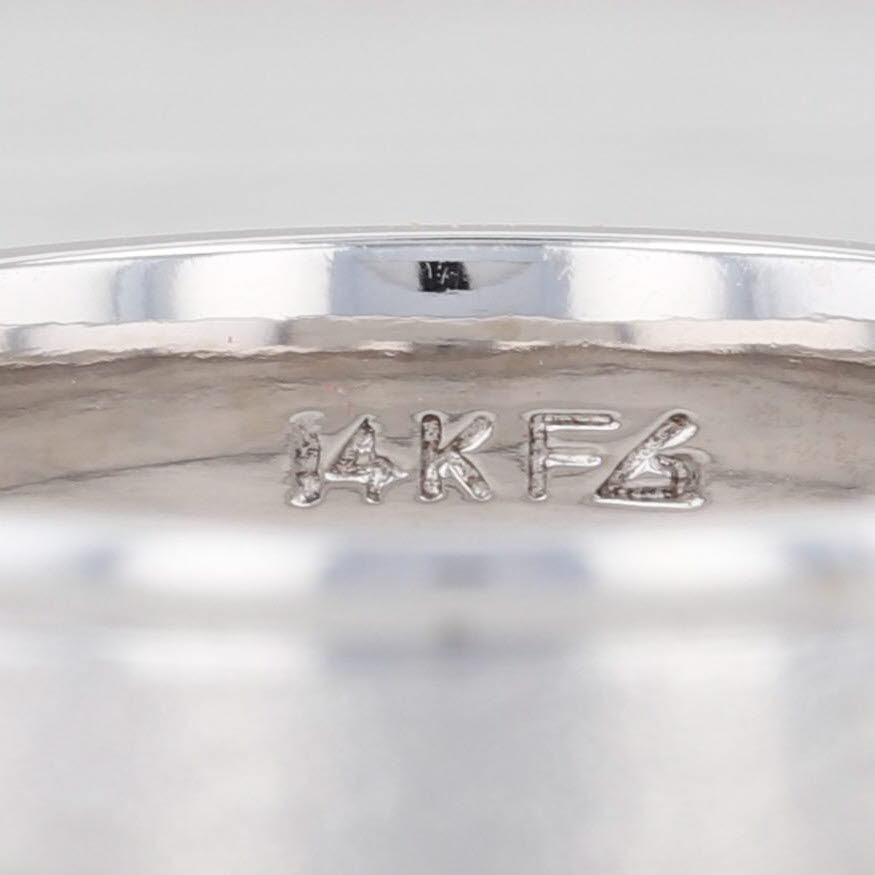 Light Gray Men's Beveled Wedding Band 14k White Gold Size 11.5 Ring