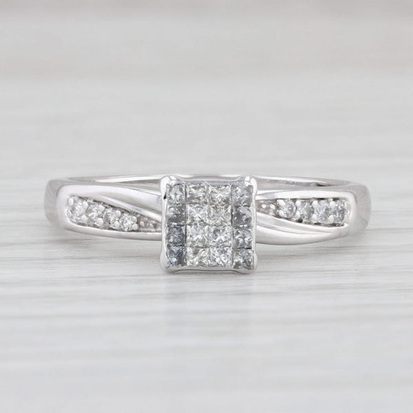 Light Gray 0.38ctw Princess Diamond Engagement Ring 10k White Gold Size 7.5