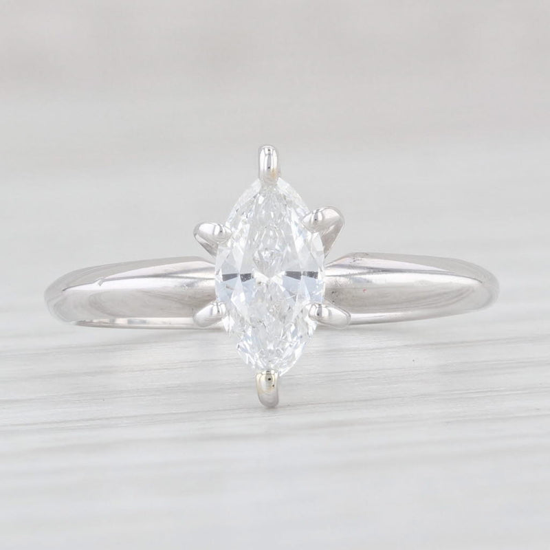 Light Gray 0.45ctw Marquise Solitaire Engagement Ring 14k White Gold Size 4.75