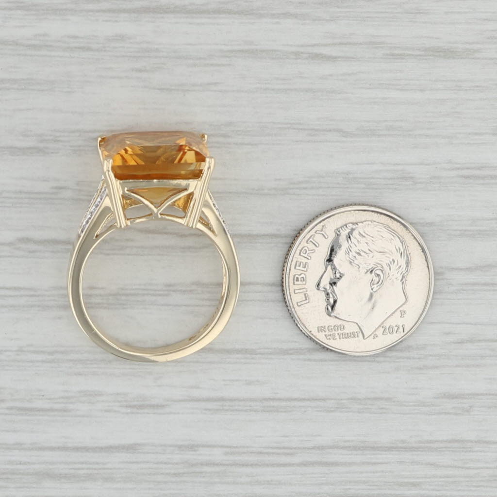 Gray 6.85ct Citrine Square Diamond Ring 14k Yellow Gold Size 6 Cocktail