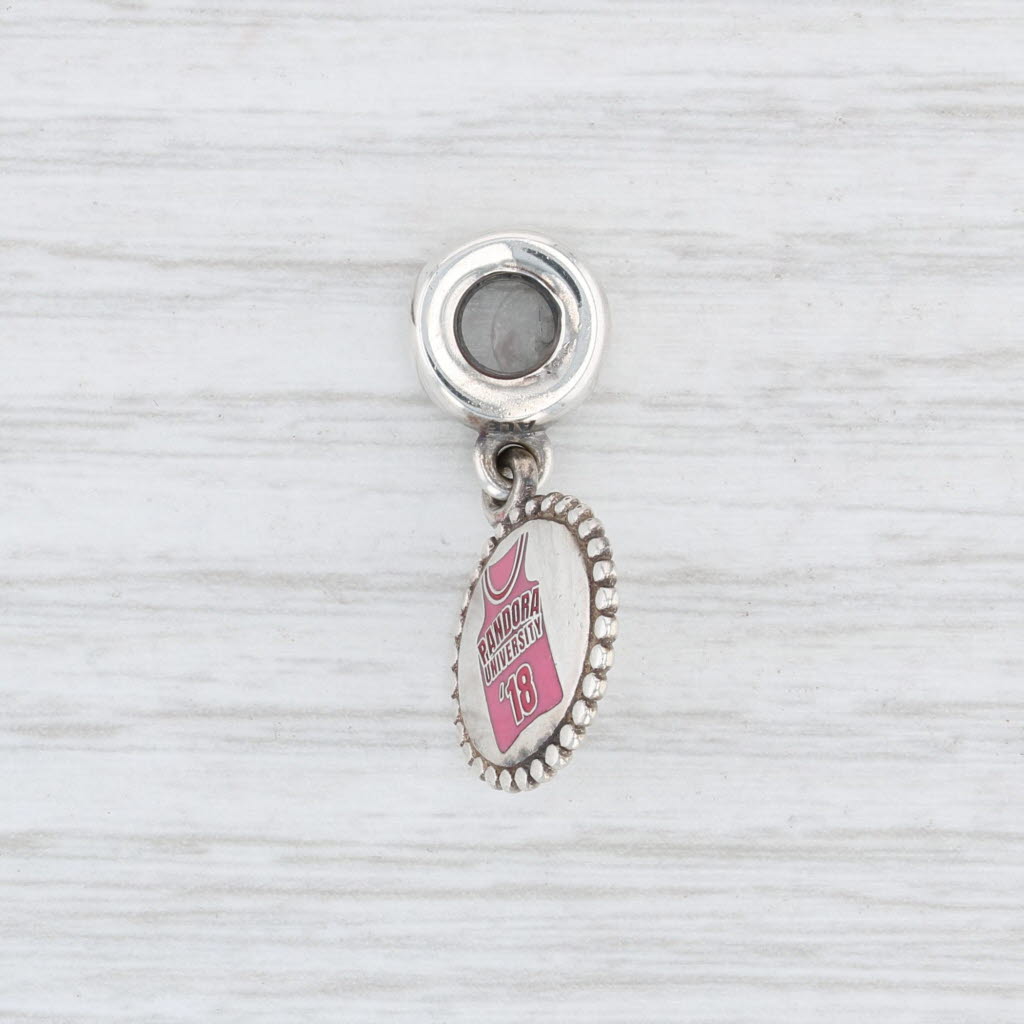 Light Gray New Authentic Pandora University '18 Dangle Charm ENG791169_36 Pink Jersey