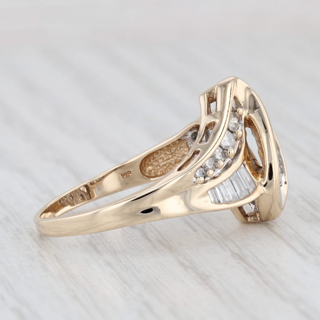 Light Gray 0.70ctw Diamond Bypass Ring 14k Yellow Gold Size 9.25