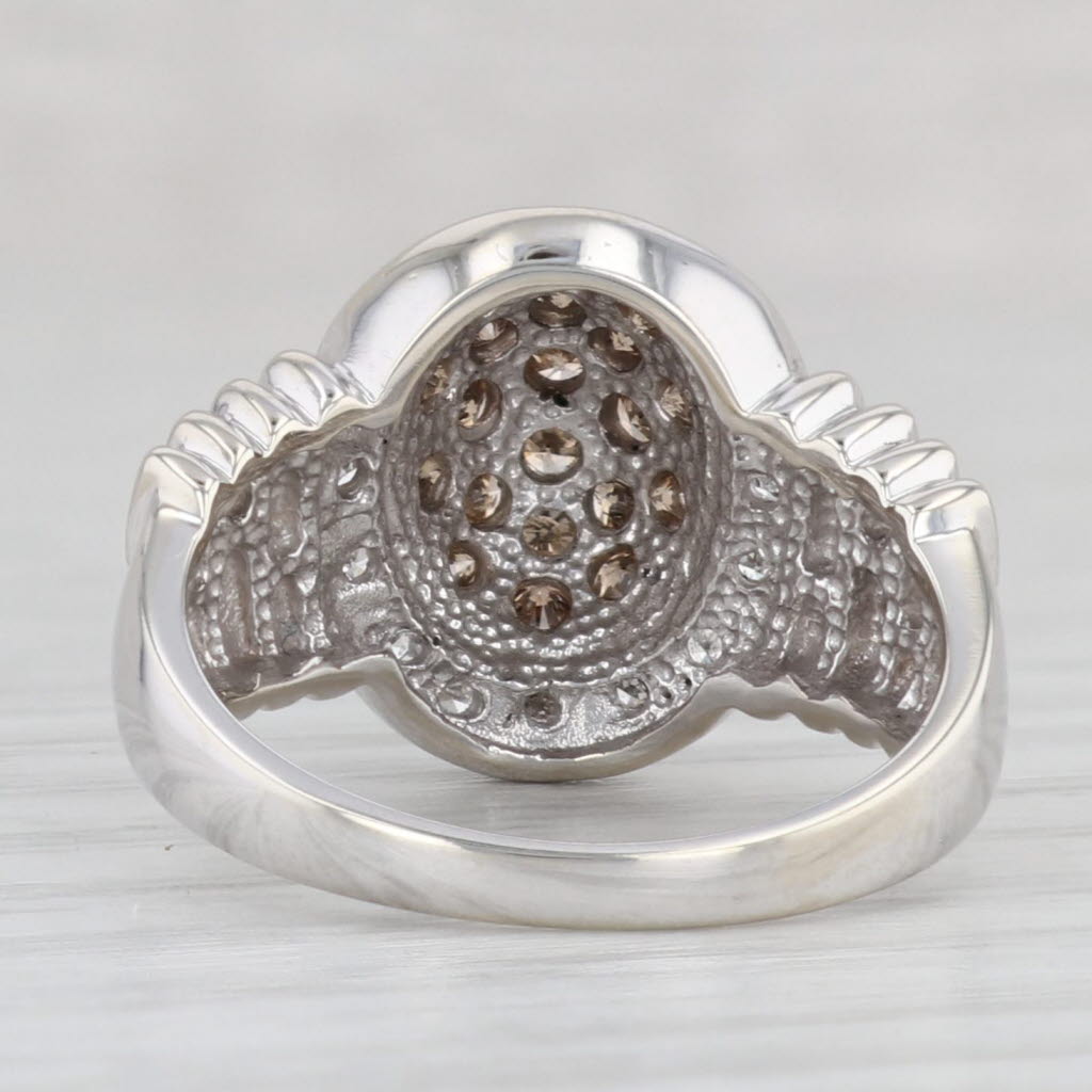 Light Gray New 0.46ctw Champagne Diamond Halo Ring 10k White Gold Size 7.25