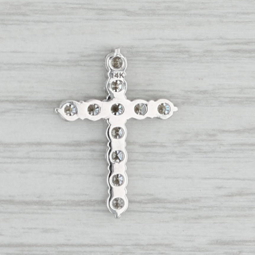 Light Gray 1.05ctw Diamond Cross Pendant 14k White Gold Religious Jewelry