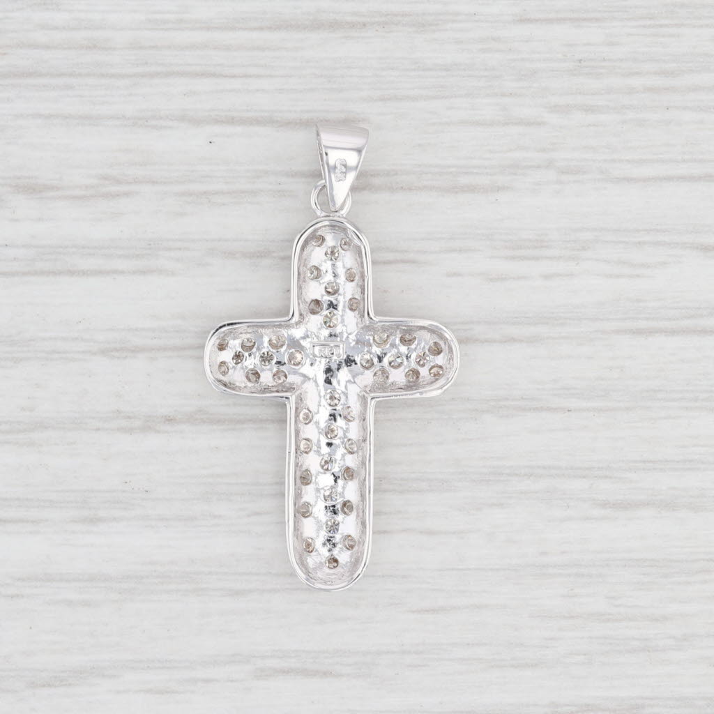 Light Gray New 0.47ctw Diamond Pave Diamond Cross Pendant 14k White Gold