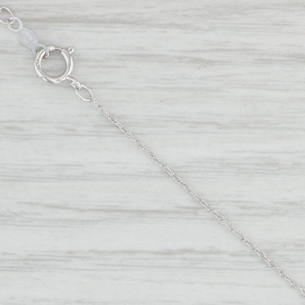 Light Gray Diamond Letter "W" Pendant Necklace 14k White Gold 18" Rope Chain