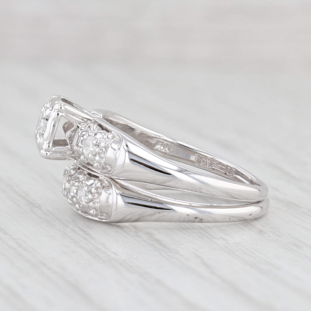 Light Gray 0.25ctw Diamond Engagement Ring Wedding Band Bridal Set 14k Gold Size 6-6.5