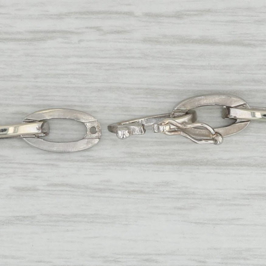 Light Gray 3.05ctw Diamond Oval Crescent Link Necklace 14k White Gold Statement 16.75"