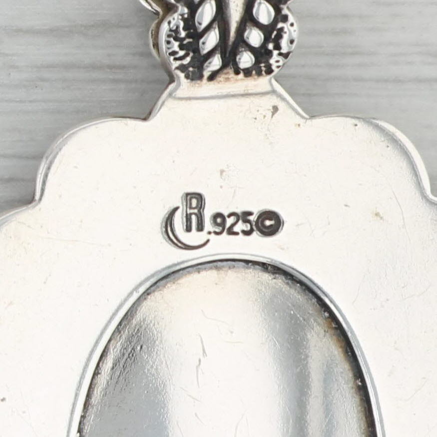 Light Gray Southwestern Relios Statement Pendant Sterling Silver Stone Mosaic Shell Quartz