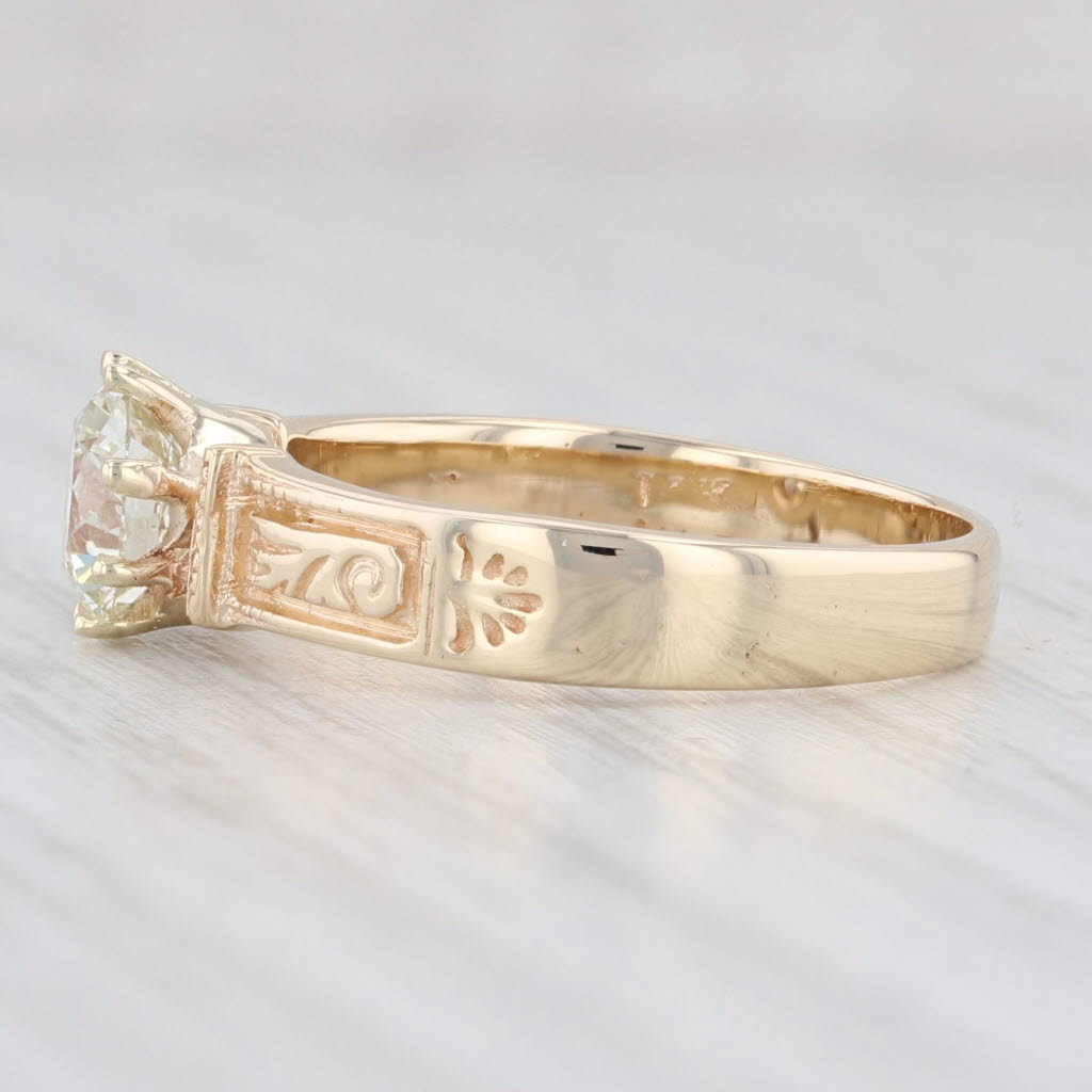 Light Gray 1.07ct Diamond Engagement Ring 14k Yellow Gold VVS1 GIA Round Solitaire Sz 7.25