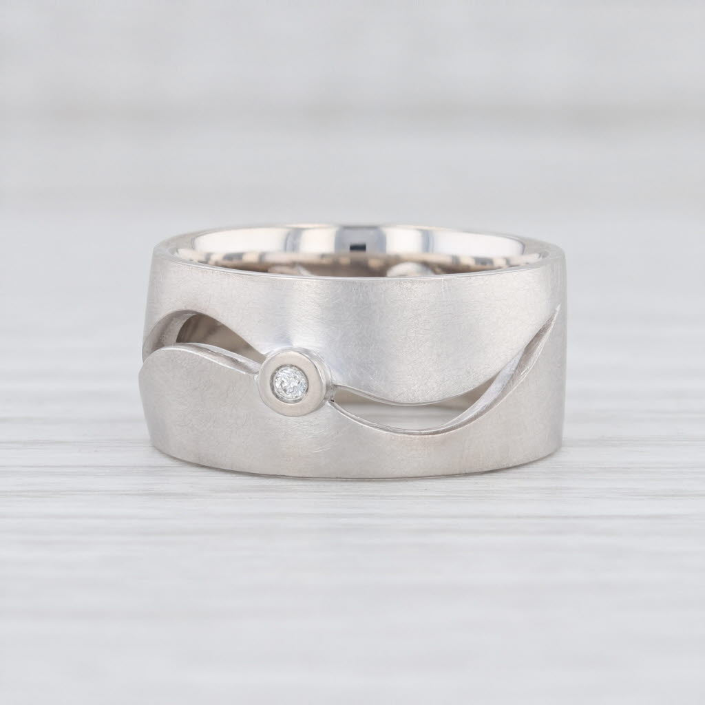 Light Gray New Bastian Inverun Ring Sterling Silver Curved Cutout Diamond 12886 Size 54 7