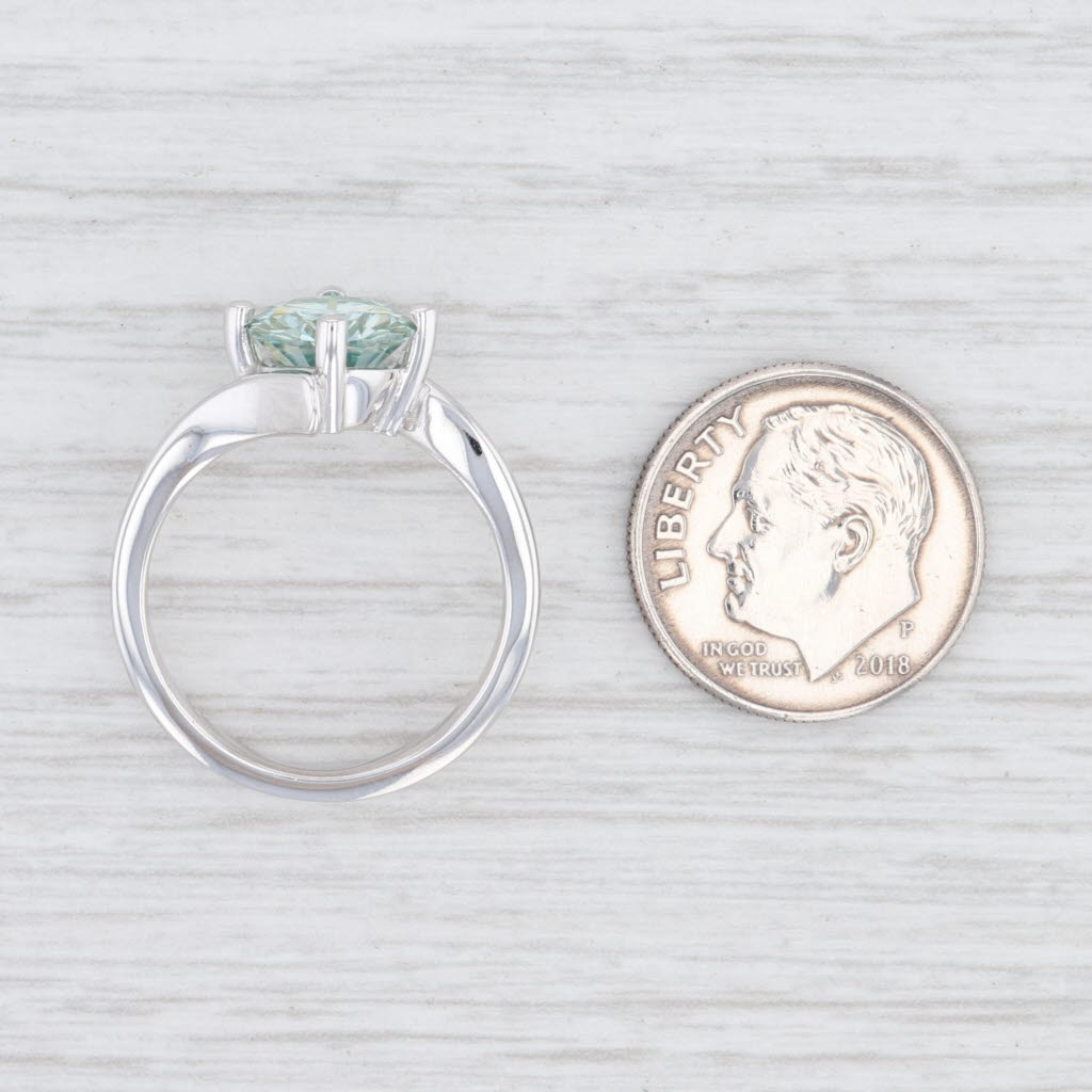 Light Gray New Moissanite Solitaire Ring 14k White Gold Sz 6.75 Round Brilliant Engagement