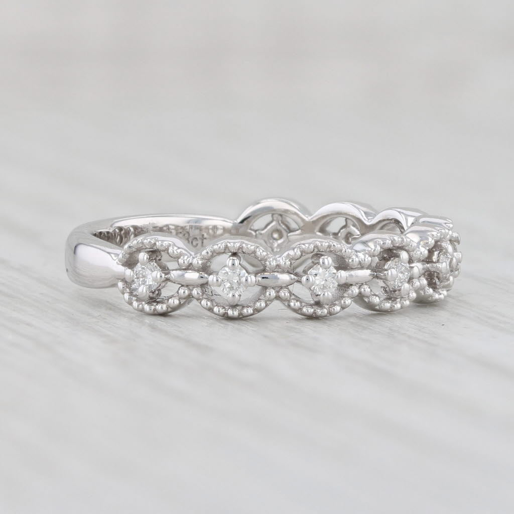 Light Gray New 0.15ctw Diamond Ring 14k White Gold Size 6.5 Stackable Wedding Band