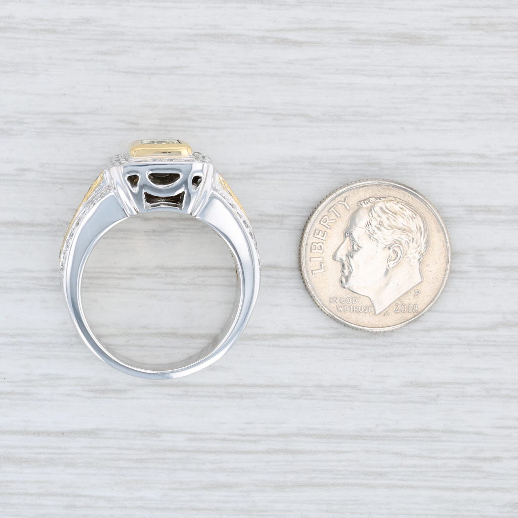 Light Gray 1.43ctw Yellow & White Diamond Halo Ring 22k 18k Gold Size 7.75Cocktail