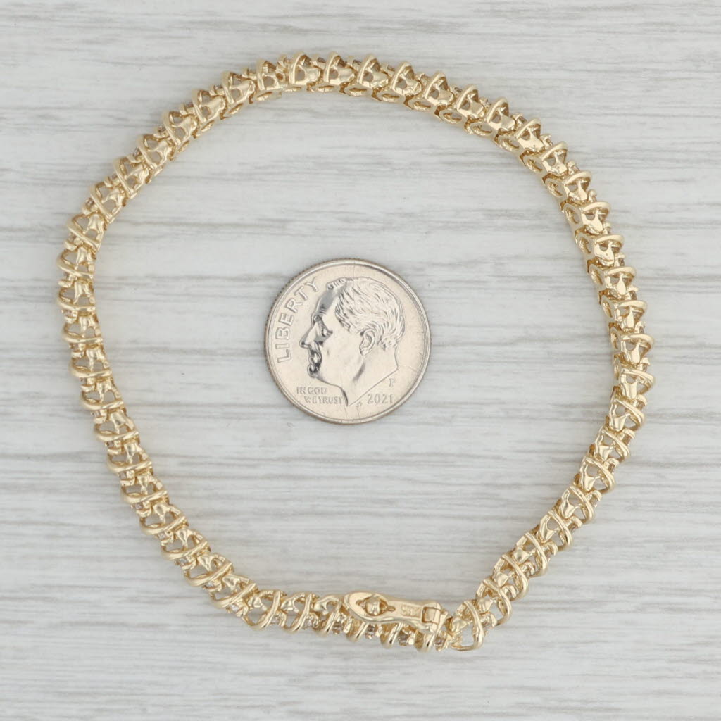 Light Gray 1.50ctw Diamond Tennis Bracelet 14k Yellow Gold 7" 5.5mm