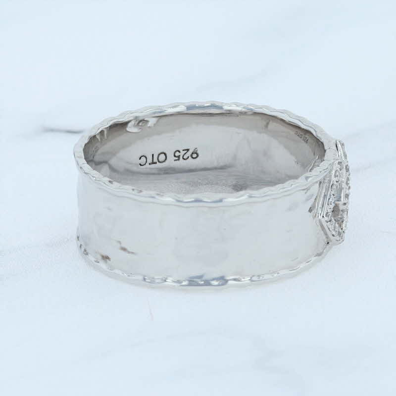 Lavender New Diamond Cutout Wide Ring Sterling Silver Size 6.75 Interlocking Band