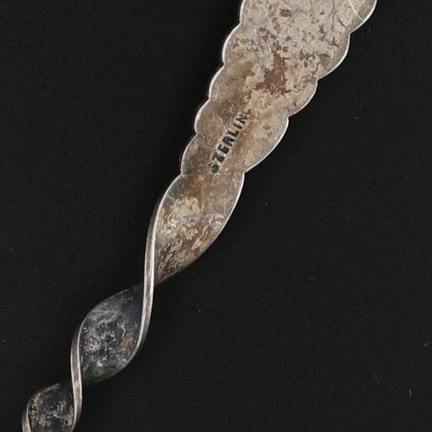 Black Antique New Orleans Souvenir Spoon Sterling Silver Floral Twist Handle