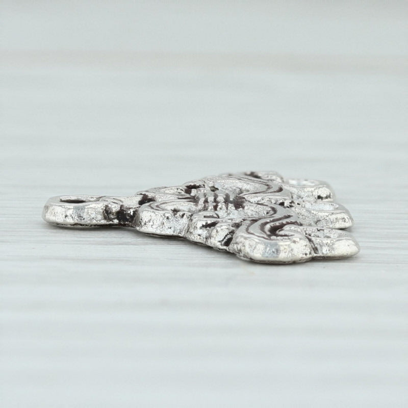 Light Gray Ornate Strand Connector Charm Sterling Silver 3Ring Chain End Jewelry Making