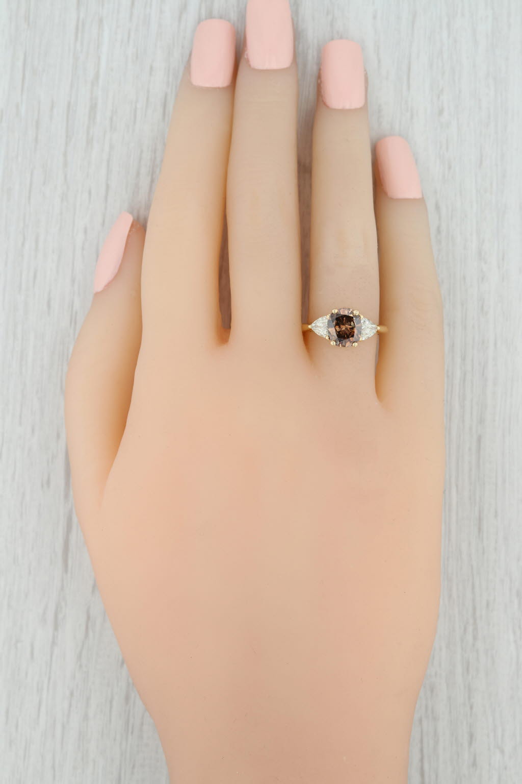 Gray 2.53ctw Brown Diamond Ring White Accents 18k Yellow Gold Sz 5.5 Engagement GIA