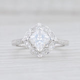 Light Gray New Beverley K Semi Mount Engagement Ring Diamond Halo 14k Gold SZ 6.5 Princess