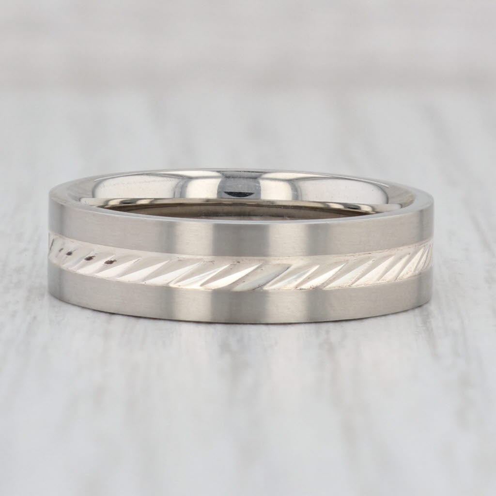 Light Gray New Men's Titanium Ring Size 10 Wedding Band Comfort Fit Patterned