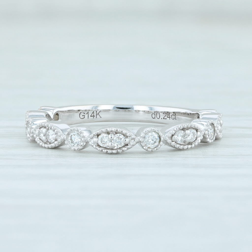 Light Gray New 0.24ctw Diamond Stackable Ring 14k White Gold S 6.5 Wedding Anniversary Band
