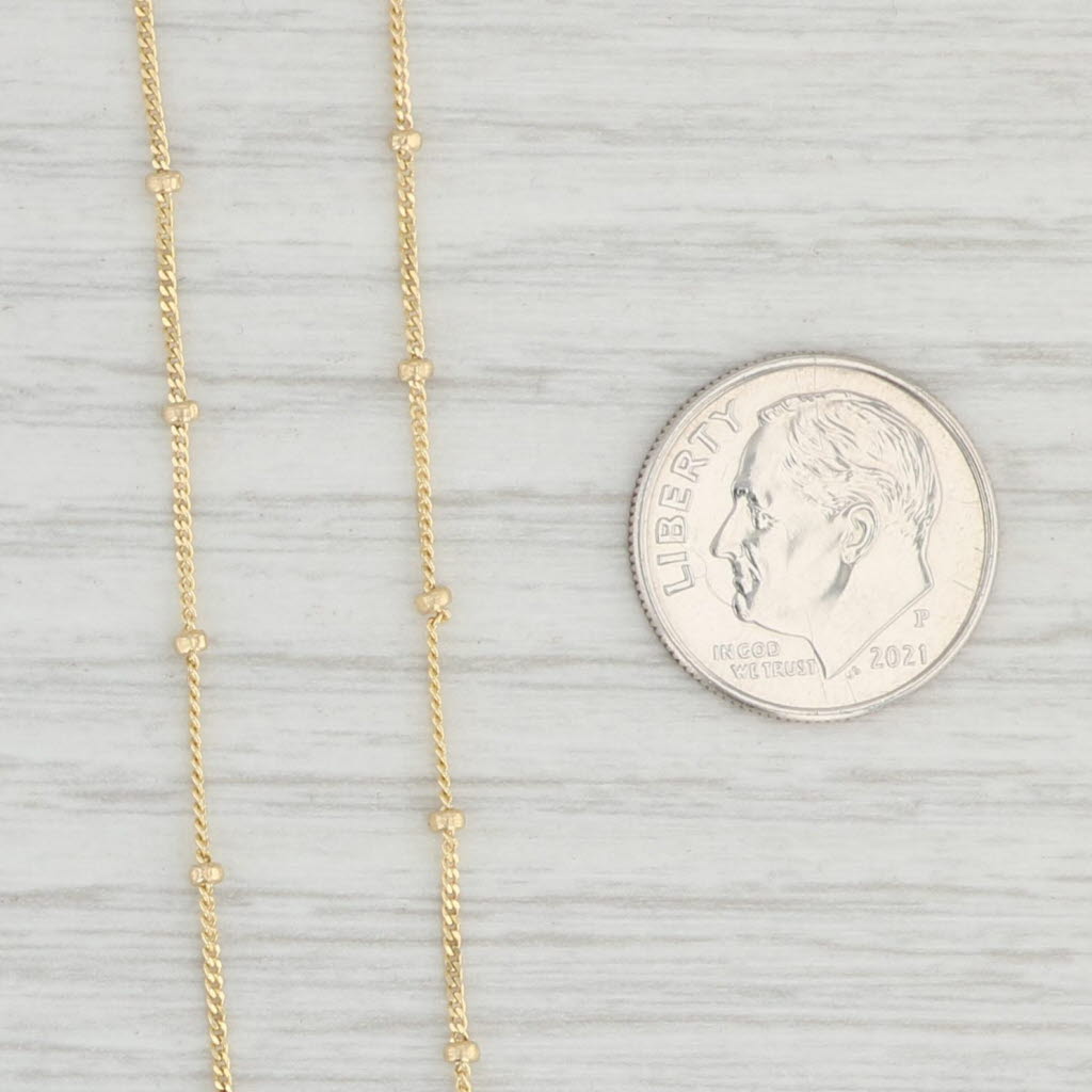 Light Gray New Bead Curb Chain Necklace 14k Yellow Gold 16" 1.8mm Rondells