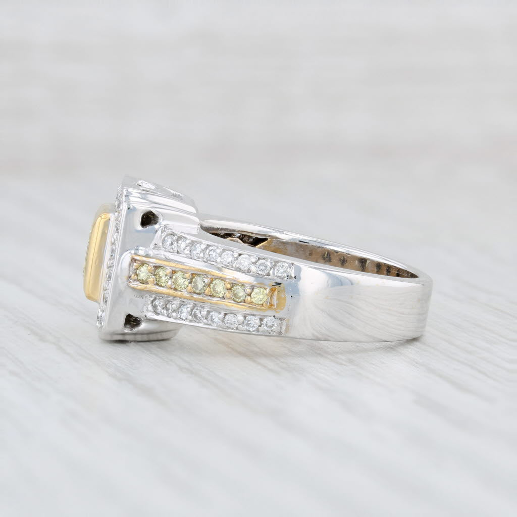 Light Gray 1.43ctw Yellow & White Diamond Halo Ring 22k 18k Gold Size 7.75Cocktail