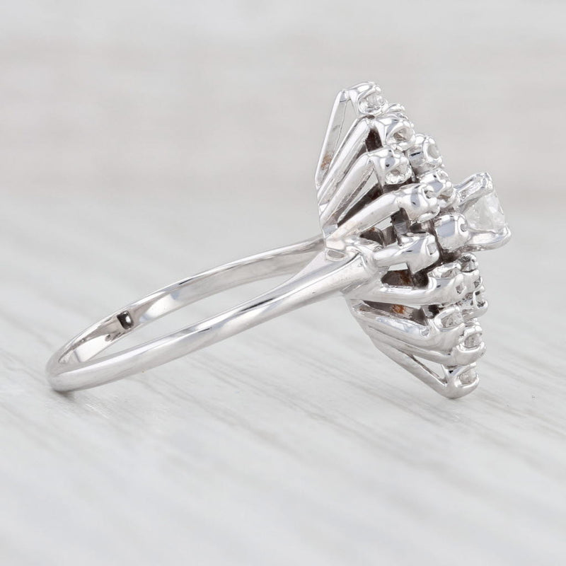 Light Gray 0.50ctw VS Diamond Cluster Engagement Ring 14k White Gold Size 6.75