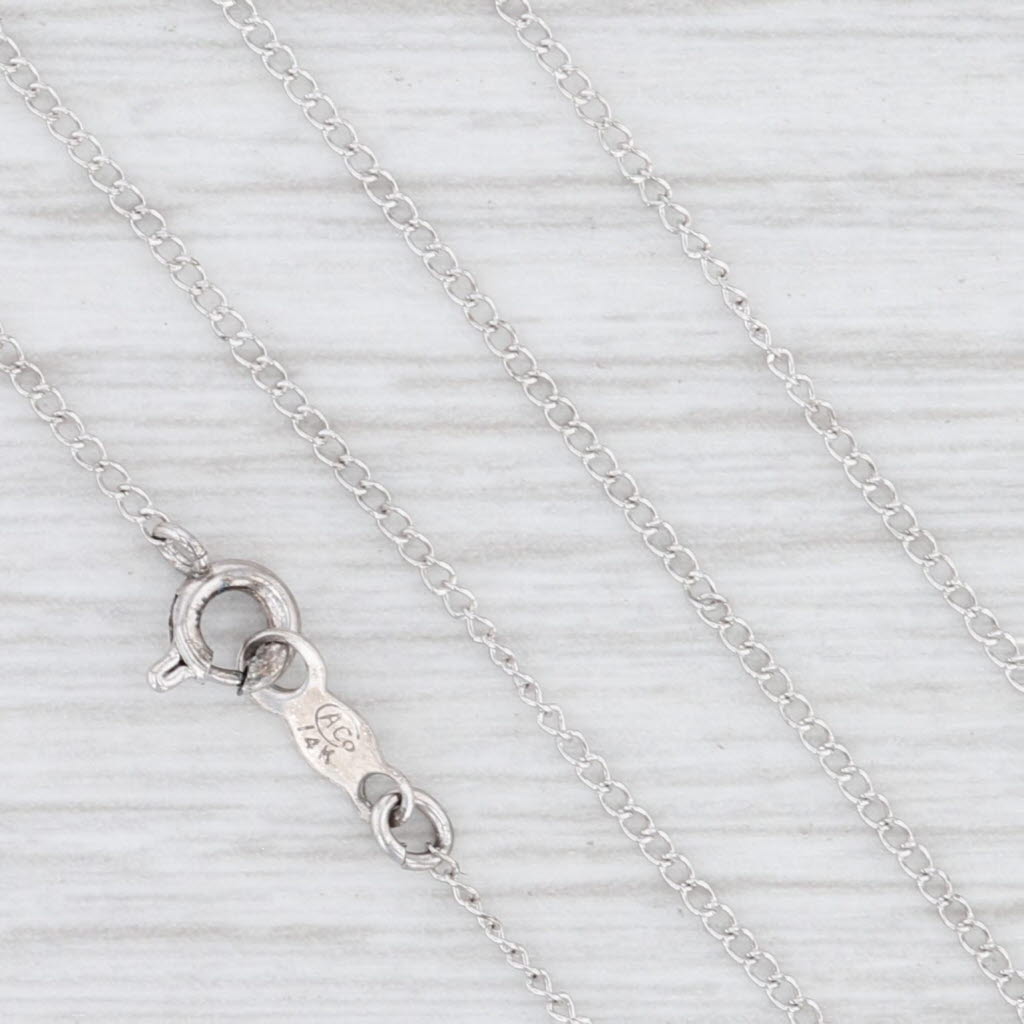 Light Gray Vintage Citrine Teardrop Pendant Necklace 14k White Gold Filigree 16" Curb Chain