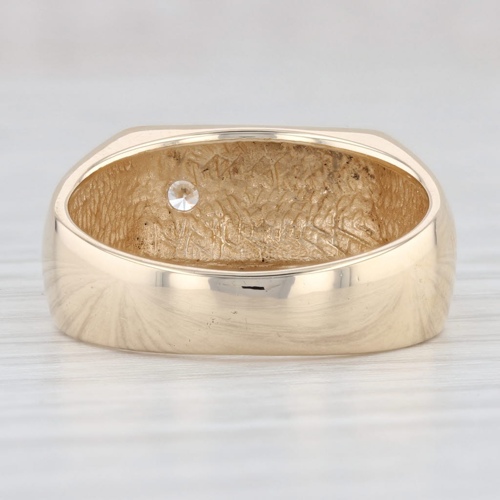 Light Gray Diamond Solitaire Beveled Ring 14k Yellow Gold Size 8-8.25