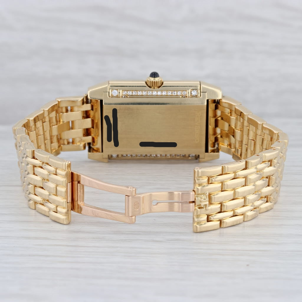 Gray Jaeger-LeCoultre Reverso Diamond Ladies Watch Bracelet 18k Yellow Gold 265.1.86
