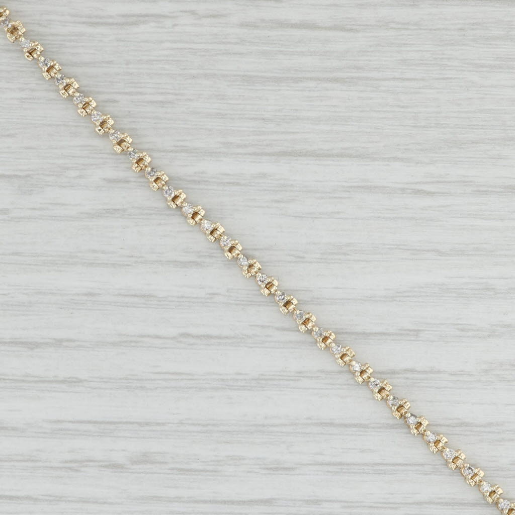 Light Gray 0.80ctw Diamond Tennis Bracelet 14k Yellow Gold 7" 3mm