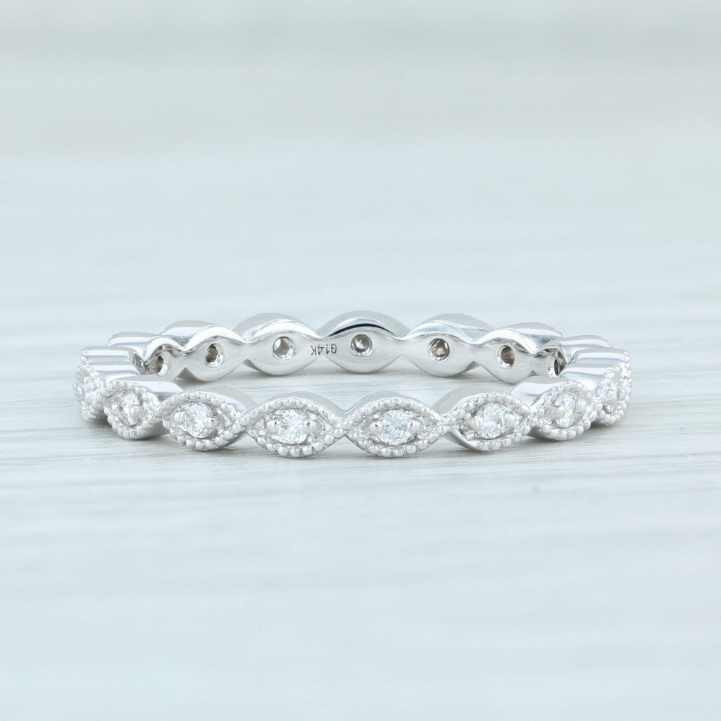 Light Gray New 0.16ctw Diamond Eternity Band 14k White Gold Size 6.5 Stackable Wedding Ring