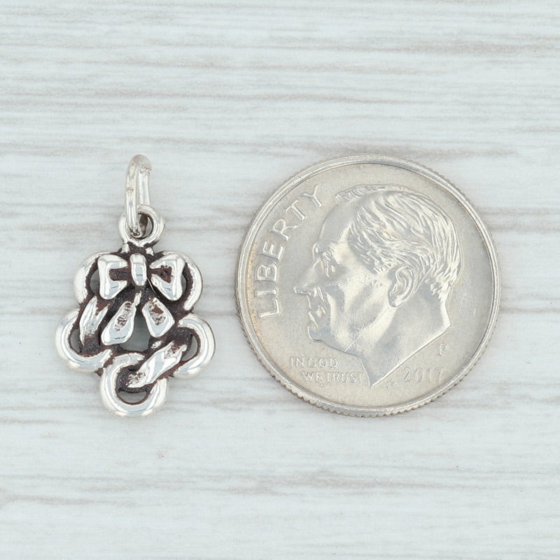 Light Gray 12 Days of Christmas 5 Rings Charm Sterling Silver 925 Holiday Pendant
