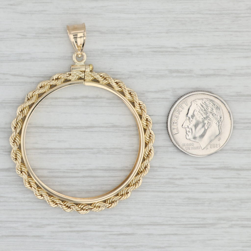 Light Gray 31mm Coin Holder Bezel Pendant 14k Yellow Gold