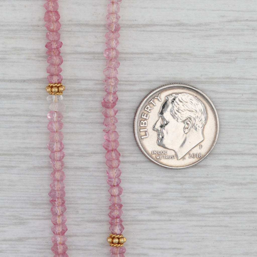 Gray New Nina Nguyen Harmony Pink Topaz Bead Necklace Long Sterling Gold Vermeil