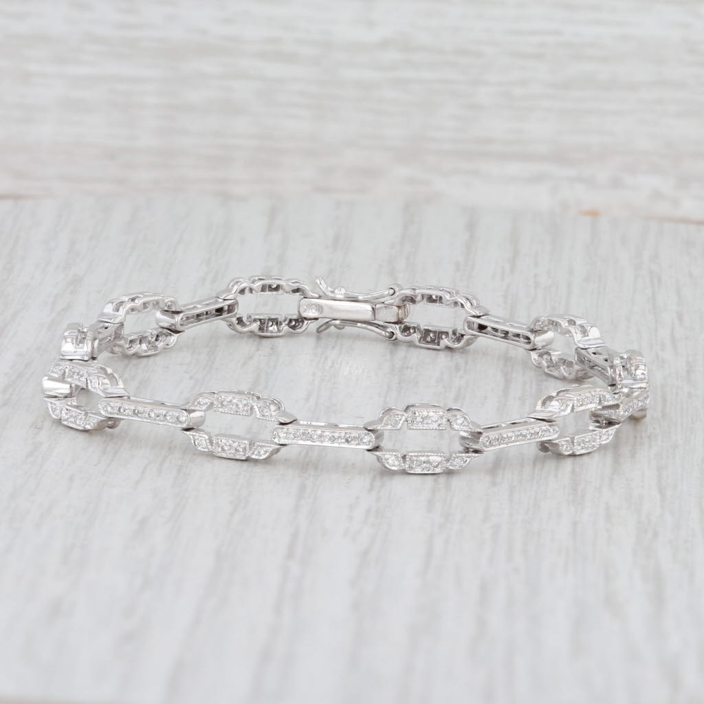 Light Gray 0.48ctw Diamond Bracelet 18k White Gold 6.75” 6mm
