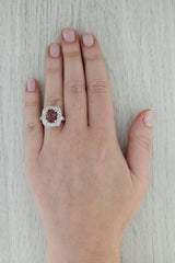 Dark Gray 3.44ctw Red Burma Spinel Diamond Halo Ring 14k White Gold Size 5.5 Engagement