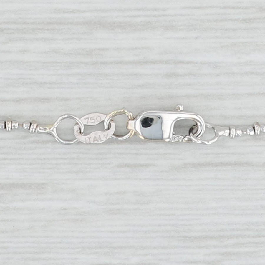 Light Gray 16” Bead Chain Necklace 750 18k White Gold 1.4mm Lobster Clasp