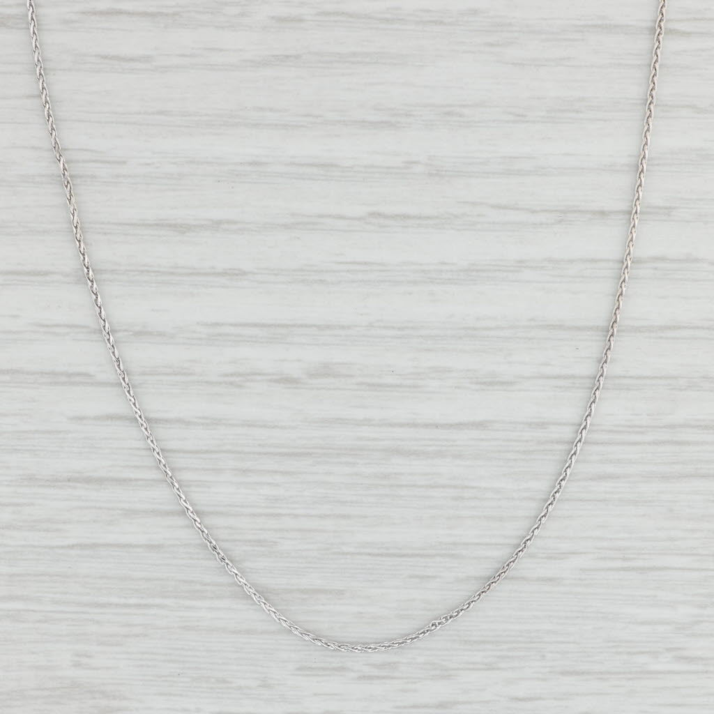 Light Gray 14" Wheat Chain Necklace 14k White Gold 0.9mm Lobster Clasp