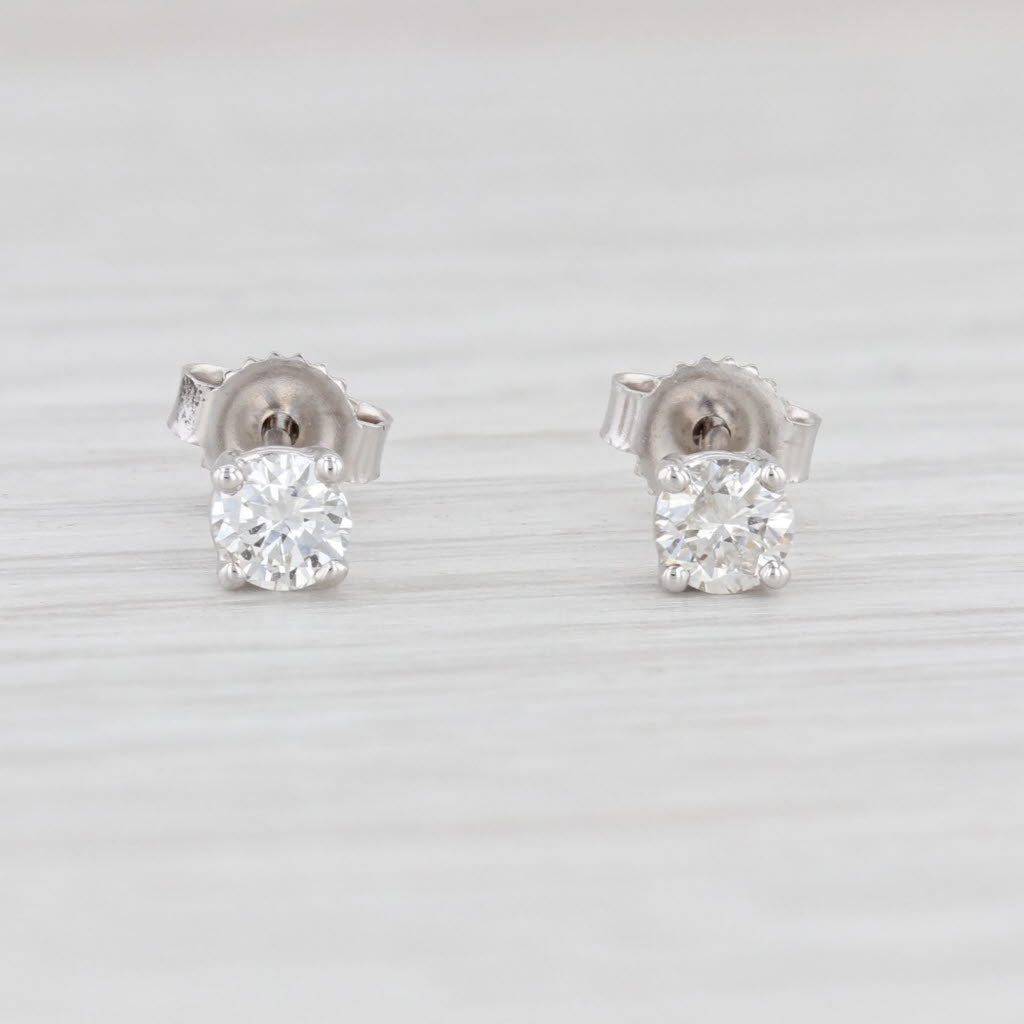 Light Gray New 0.38ctw Diamond Stud Earrings 14k White Gold Round Cut Solitaire