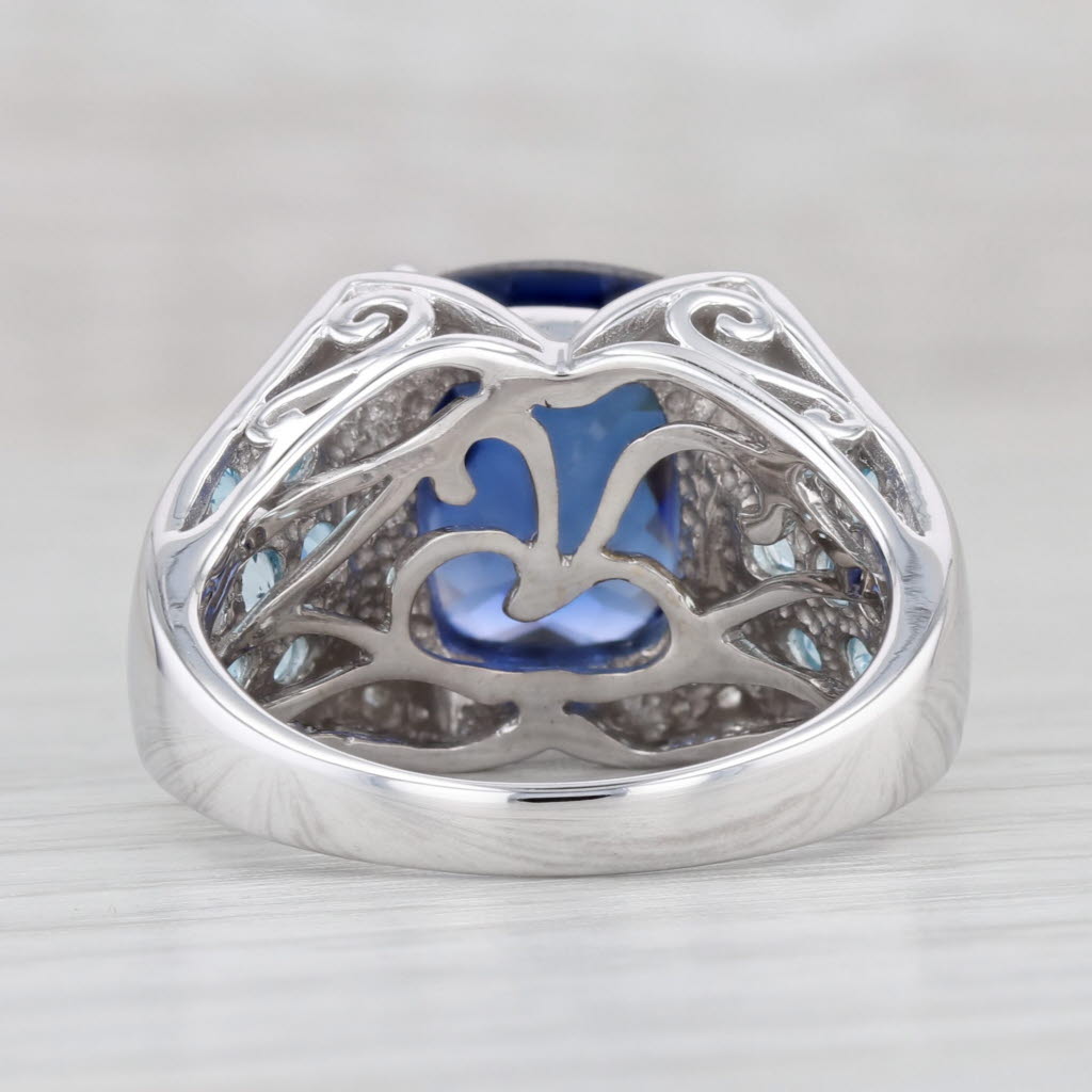 Light Gray 9.82ctw Lab Created Sapphire Diamond Topaz Ring 18k White Gold Size 8 Cocktail