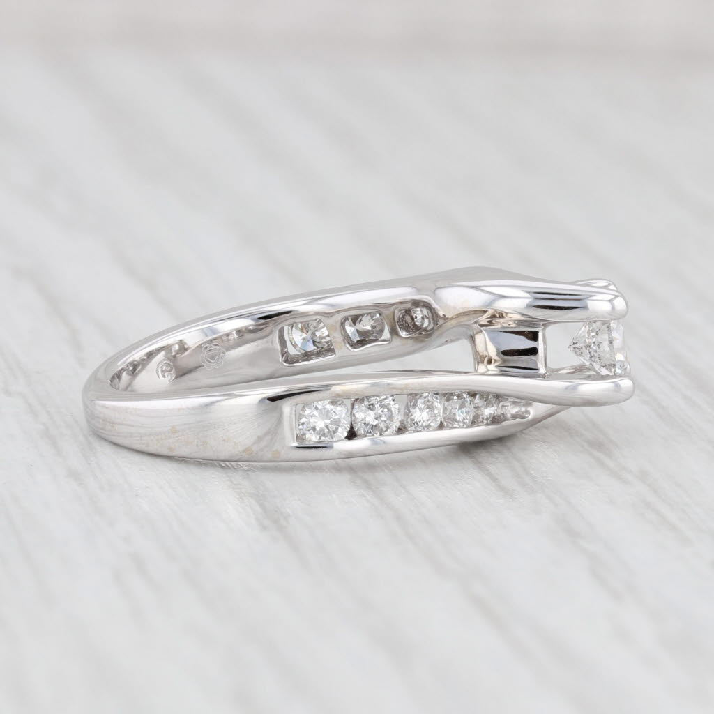 Light Gray 0.70ctw Round Diamond Engagement Ring 14k White Gold Size 4 Bypass