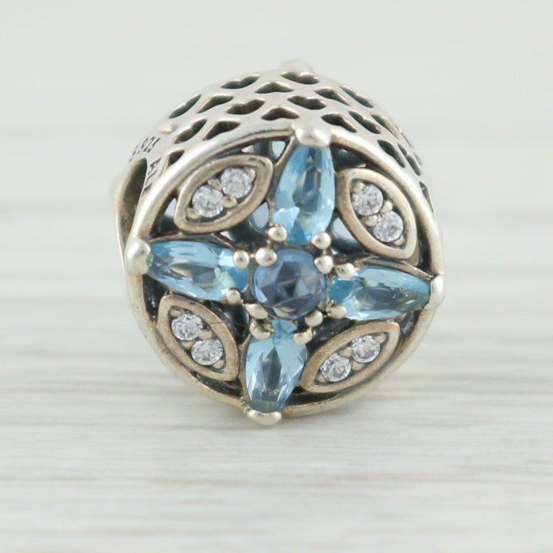 Light Gray New Authentic Pandora Patterns of Frost Charm 791995NMBMX Sterling Silver Blue