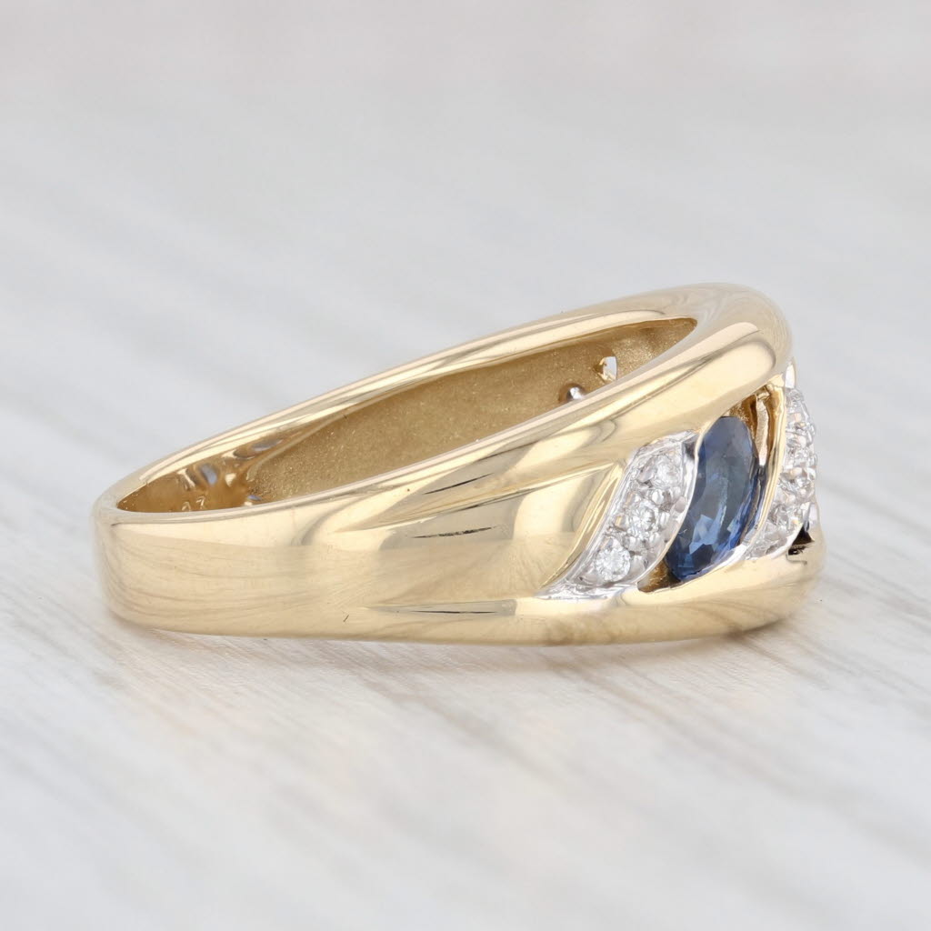 Light Gray 1.32ctw Blue Sapphire Diamond Ring 18k Yellow Gold Size 6.75