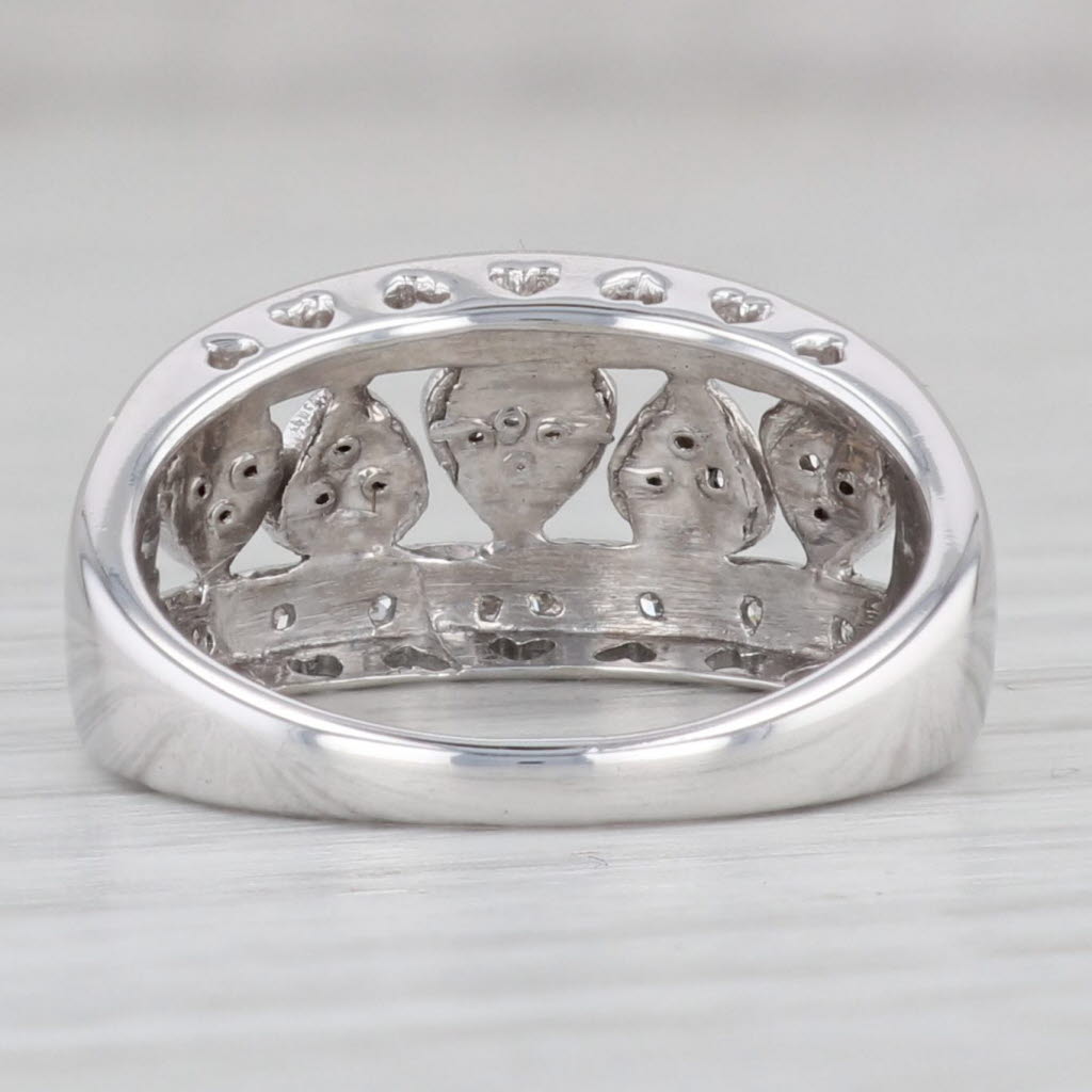 Gray Diamond Hearts Ring 10k White Gold Size 6.25 Women's Band