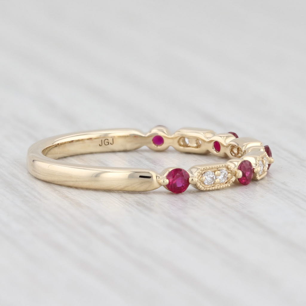 Light Gray New 0.25ctw Diamond Ruby Stackable Ring 14k Yellow Gold Size 6.5 Wedding Band