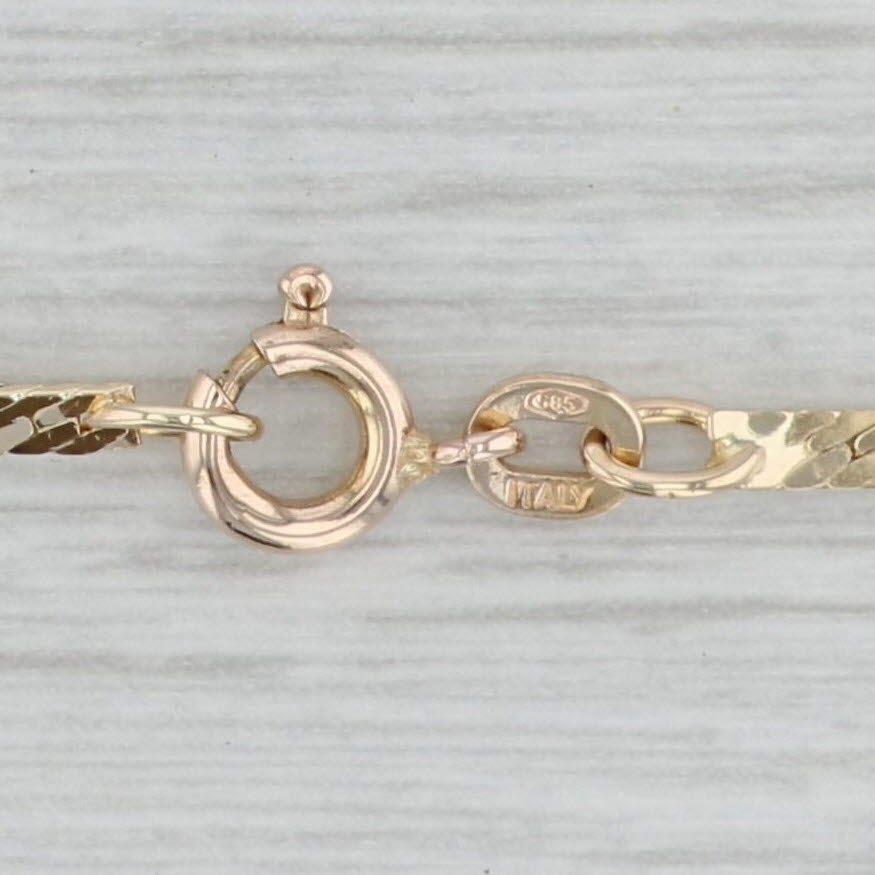 Gray 24" 2mm Herringbone Chain Necklace 14k Yellow Gold Italian