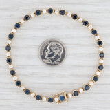 Light Gray 6.50ctw Blue Sapphire White Diamond Tennis Bracelet 14k Yellow Gold 7" 4mm